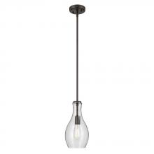 Kichler 42456OZCS - Everly 13.75" 1-Light Bell Pendant with Clear Seeded Glass in Olde Bronze