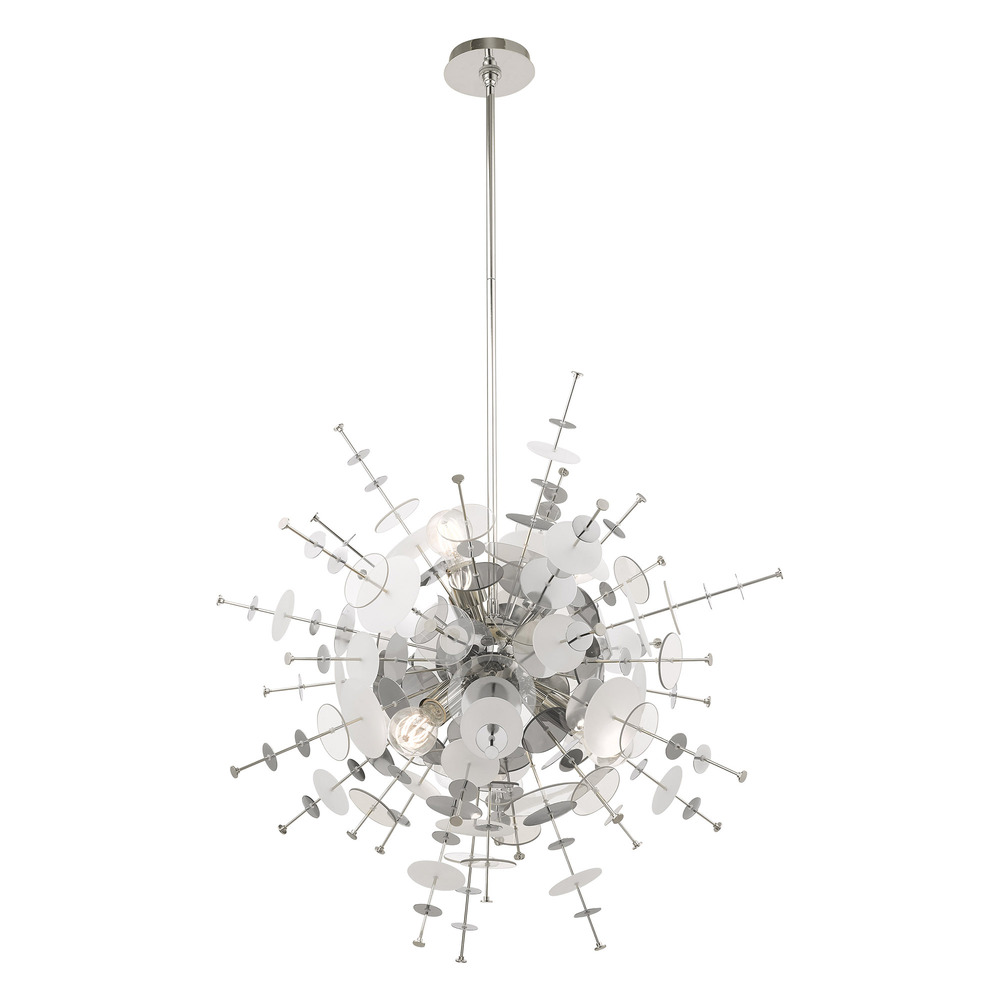 6 Lt Polished Chrome Pendant Chandelier