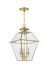 Livex Lighting 2385-02 - 3 Light PB Outdoor Chain Lantern