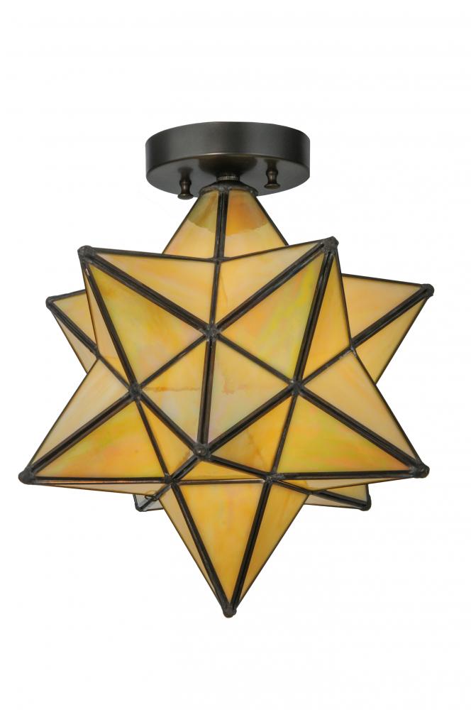 12"W Moravian Star Beige Iridescent Flushmount