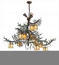 Meyda Green 218222 - 52" Long Pine Branch 12 Light W/Uplights Chandelier