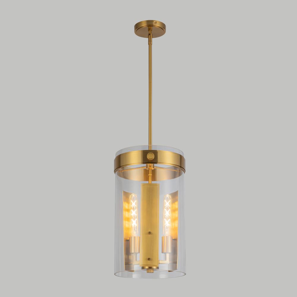 Dahlia 3 Light Pendant, Brushed Brass