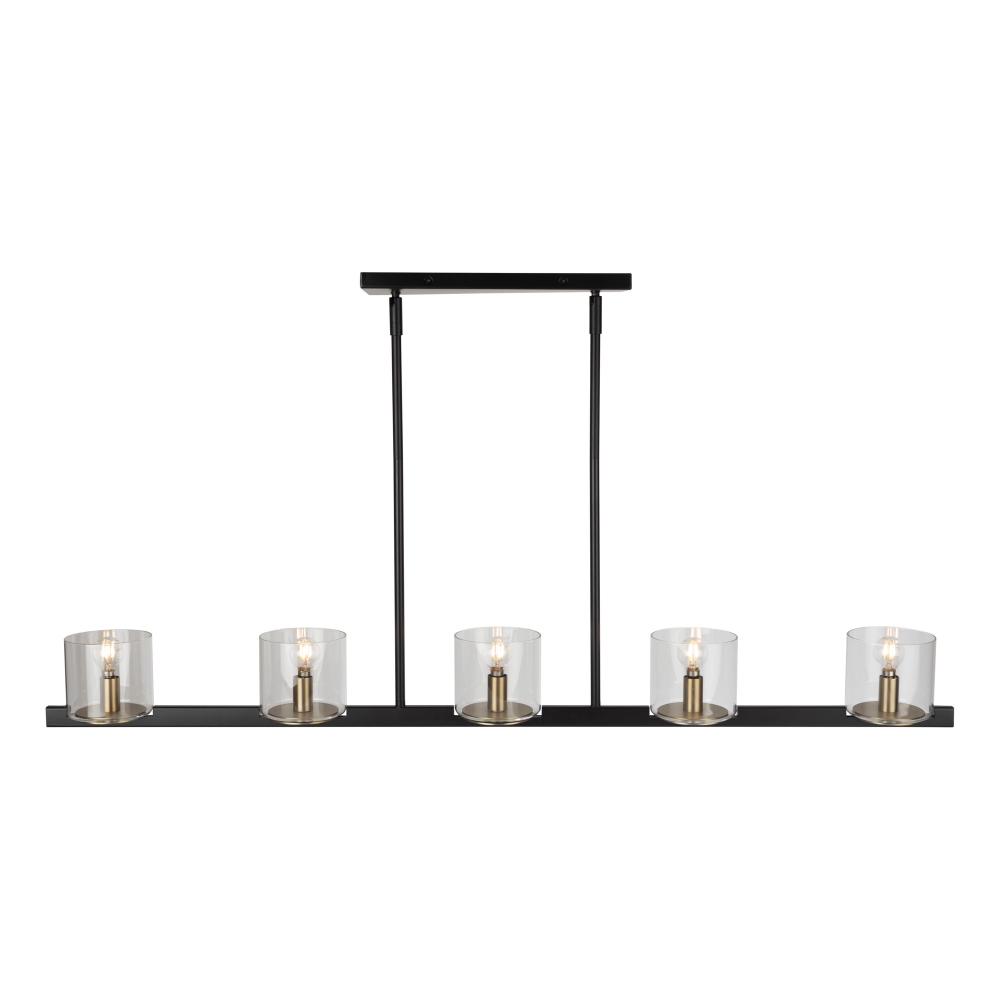 Salinas Collection 5-Light Island Light, Black and Brass