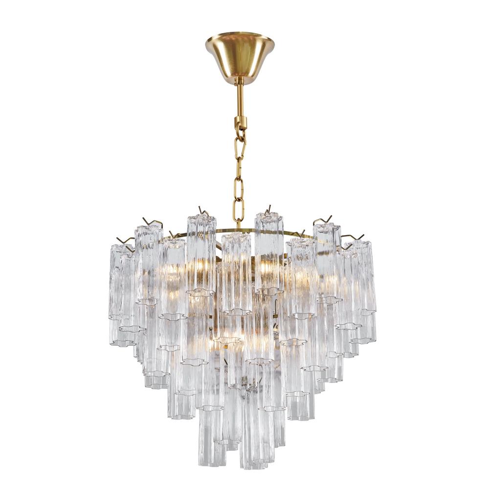 Sophia 16 Light Chandelier, Brass with Tronchi Style Glassware