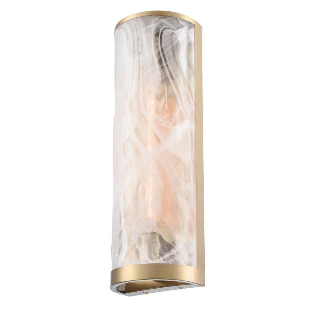 Skye 2 Light Wall Sconce, Brass with Wispy White Murano Style Glass