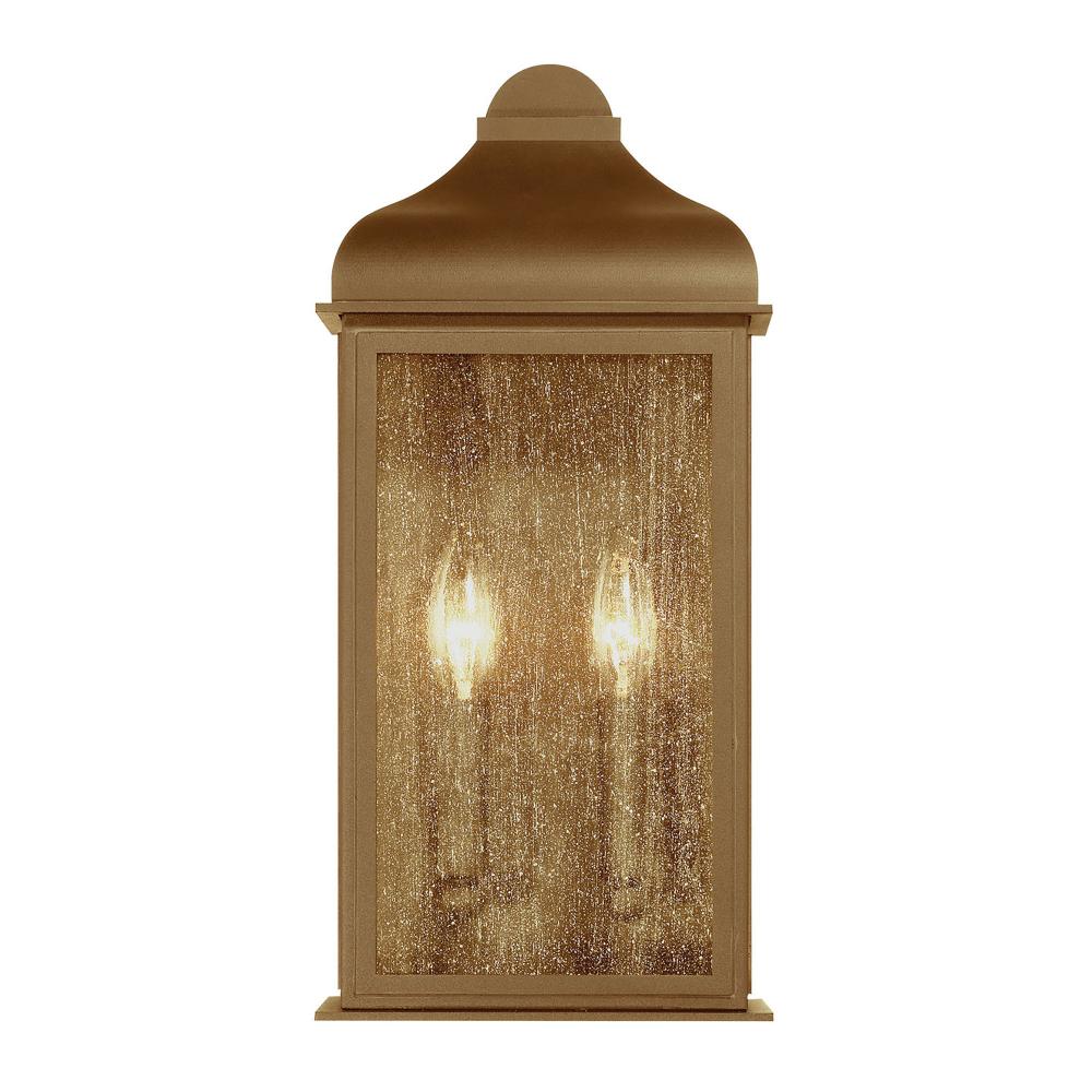 Madrid 2 Light Outdoor Wall Sconce, Weathered Brass