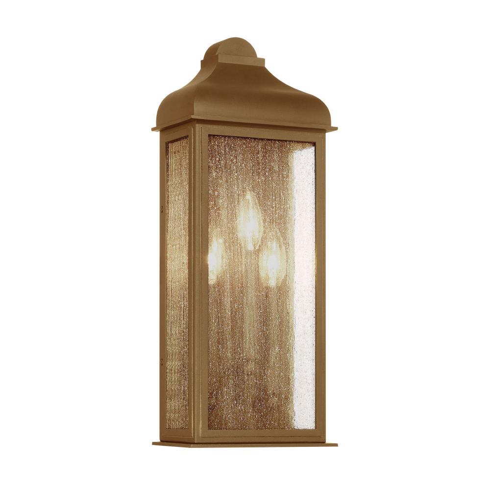 Madrid 3 Light Outdoor Wall Sconce, Weathered Brass