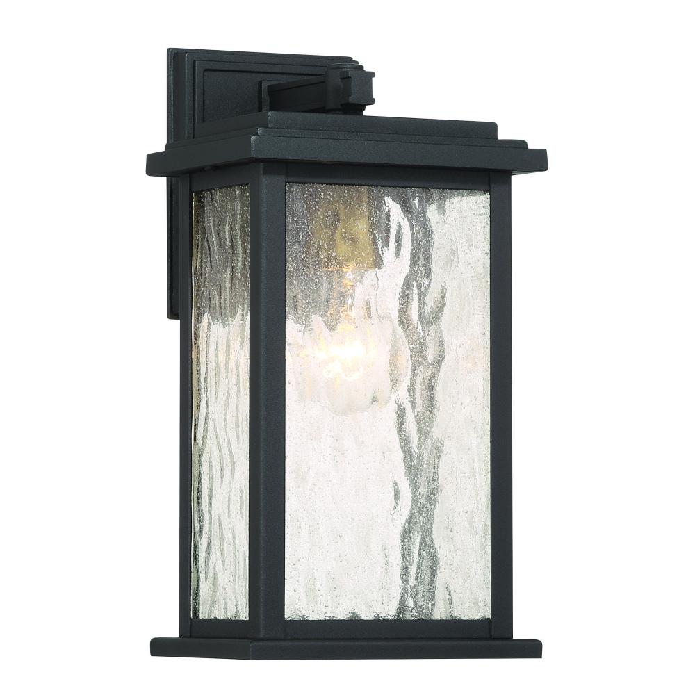 Estate 1 Light Outdoor Wall Sconce, Black, Brass with Rain Glassware