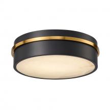 Artcraft AC6990BB - Dax Integrated LED Flush Mount 12", Black, Brass with Alabaster Glassware