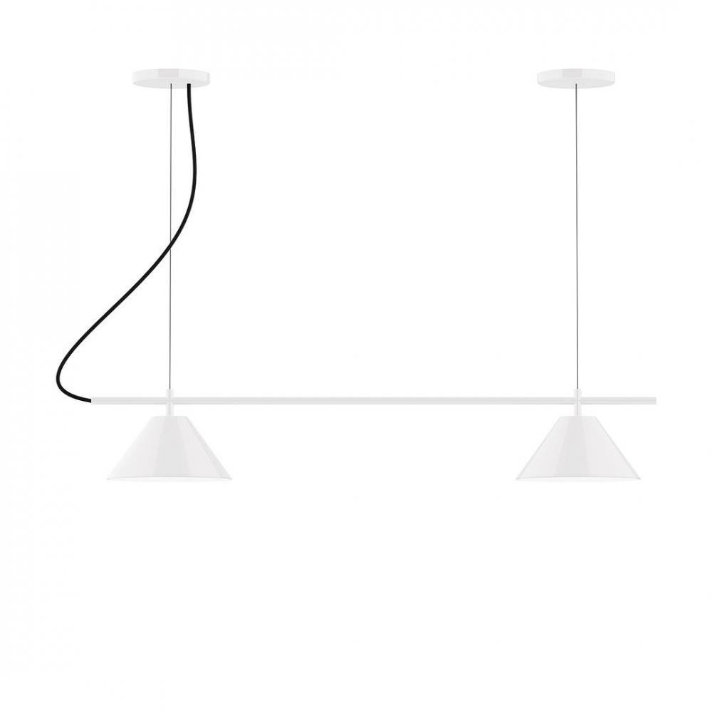 2-Light Linear Axis LED Chandelier with Black Fabric Cord, Mauve