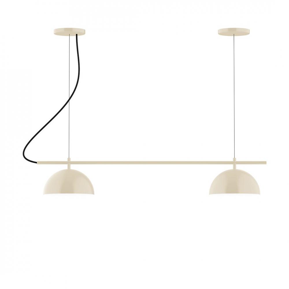 2-Light Linear Axis LED Chandelier with Black Fabric Cord, White