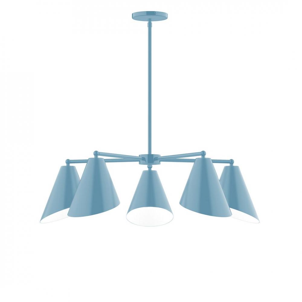 5-Light J-Series Chandelier, Light Blue