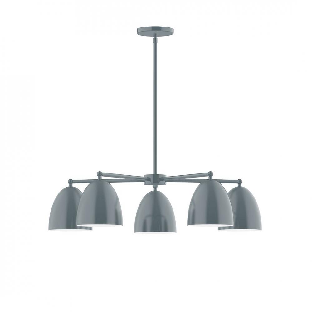 5-Light J-Series Chandelier, Slate Gray