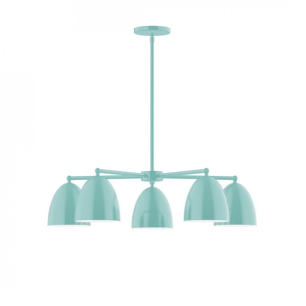 5-Light J-Series Chandelier, Sea Green