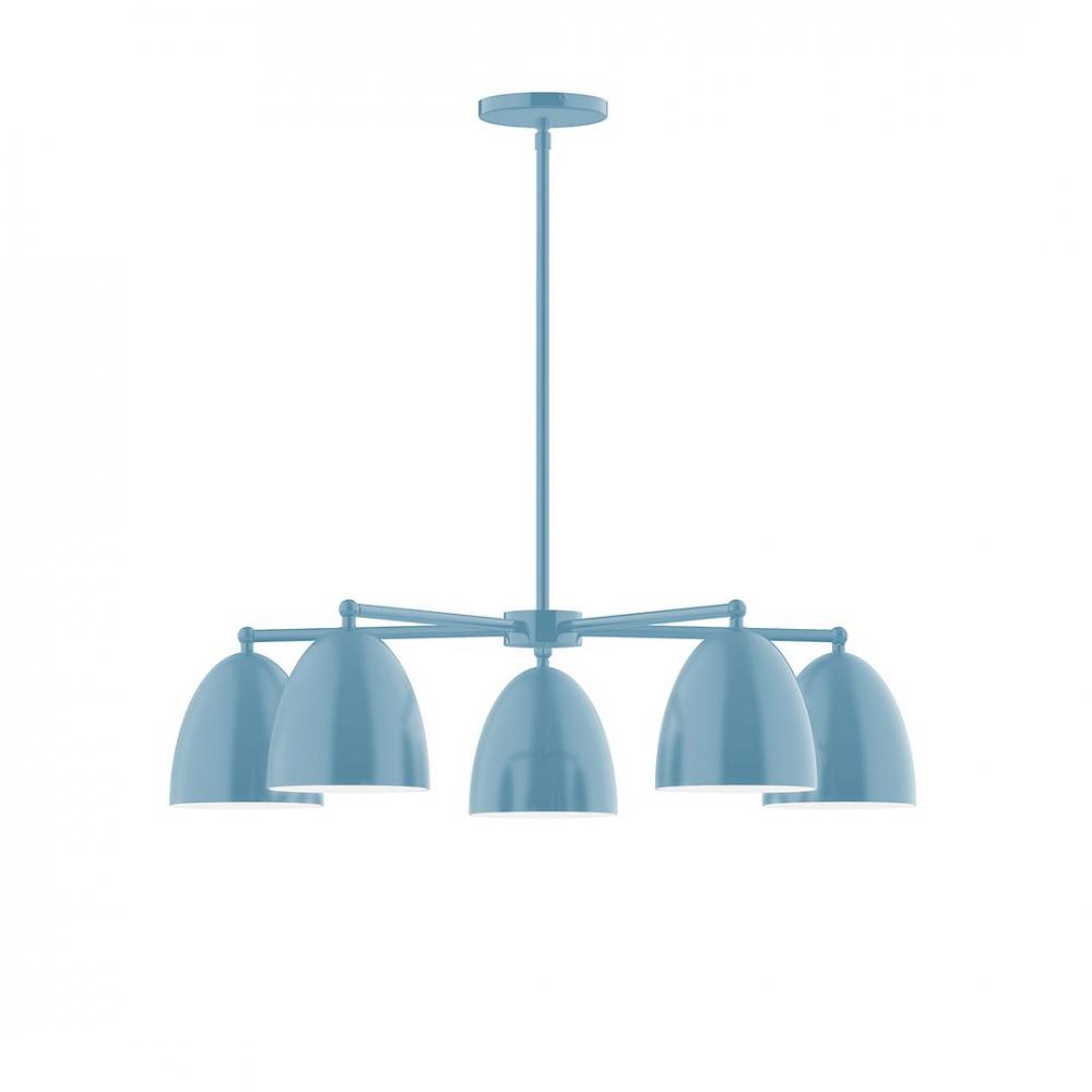 5-Light J-Series Chandelier, Light Blue