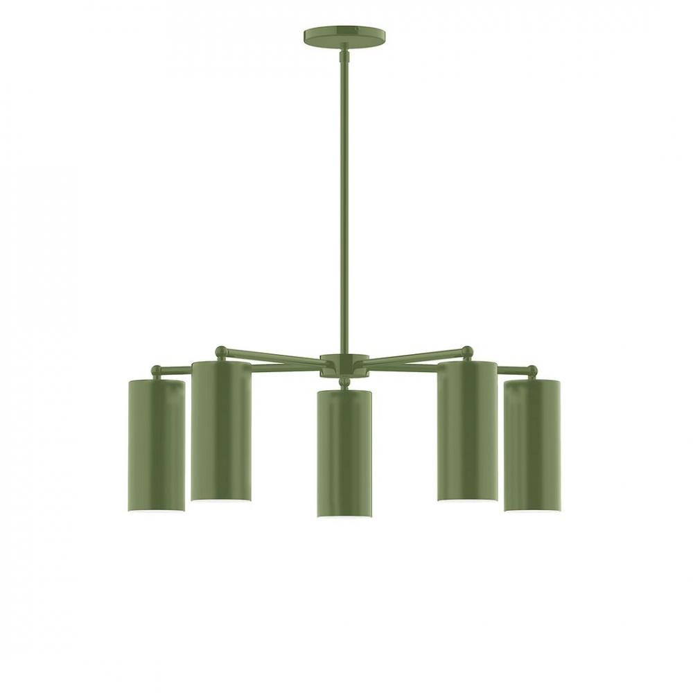 5-Light J-Series Chandelier, Fern Green