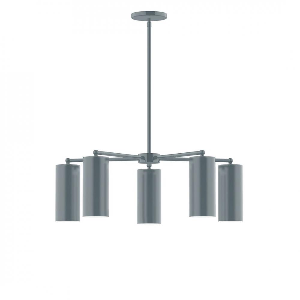 5-Light J-Series Chandelier, Slate Gray