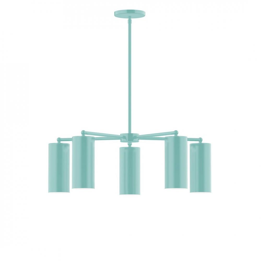 5-Light J-Series Chandelier, Sea Green