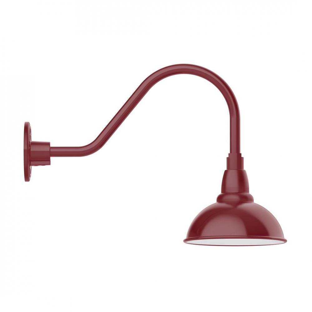 8" Cafe shade, LED Gooseneck Wall mount, Barn Red