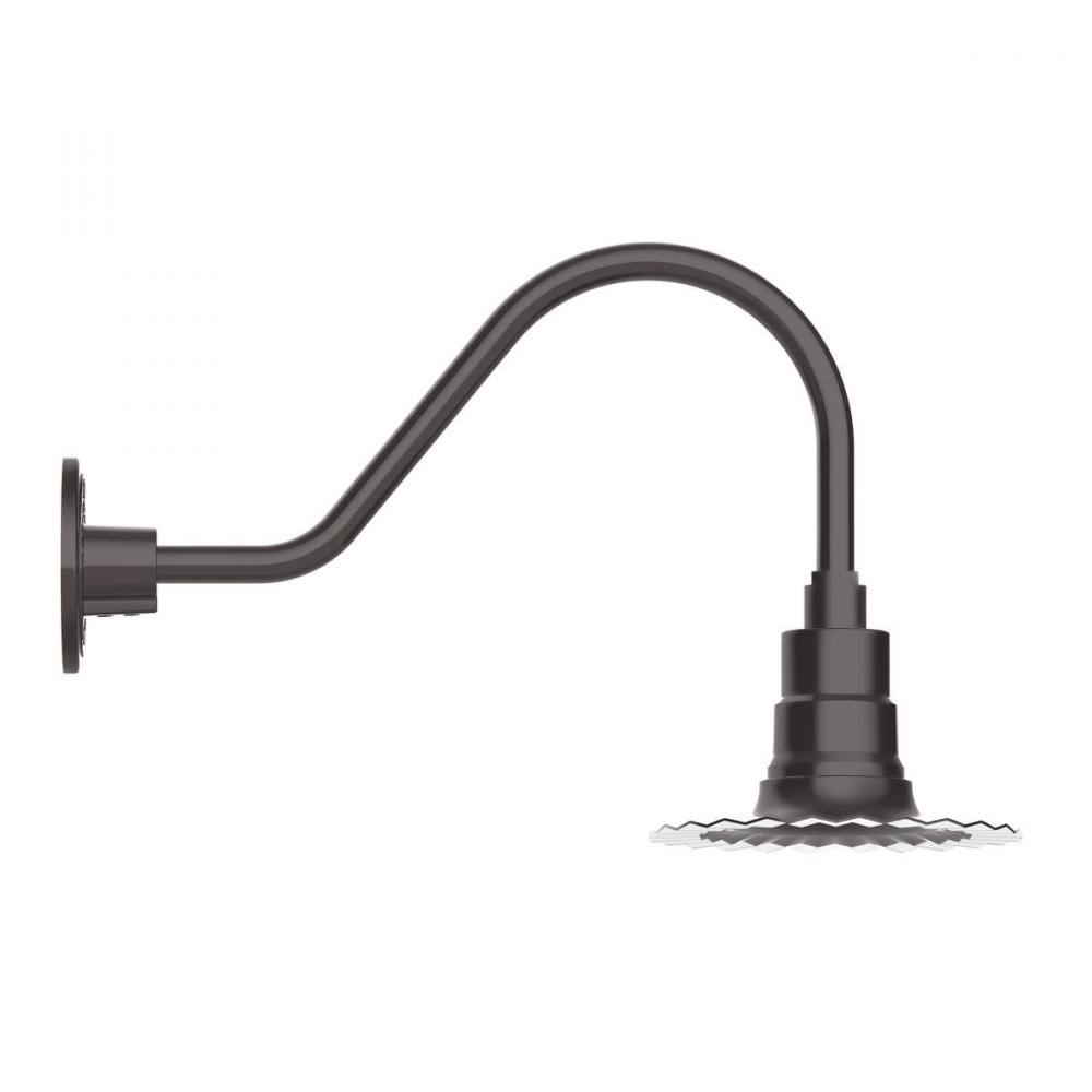 8" Radial shade, gooseneck wall mount, Architectural Bronze