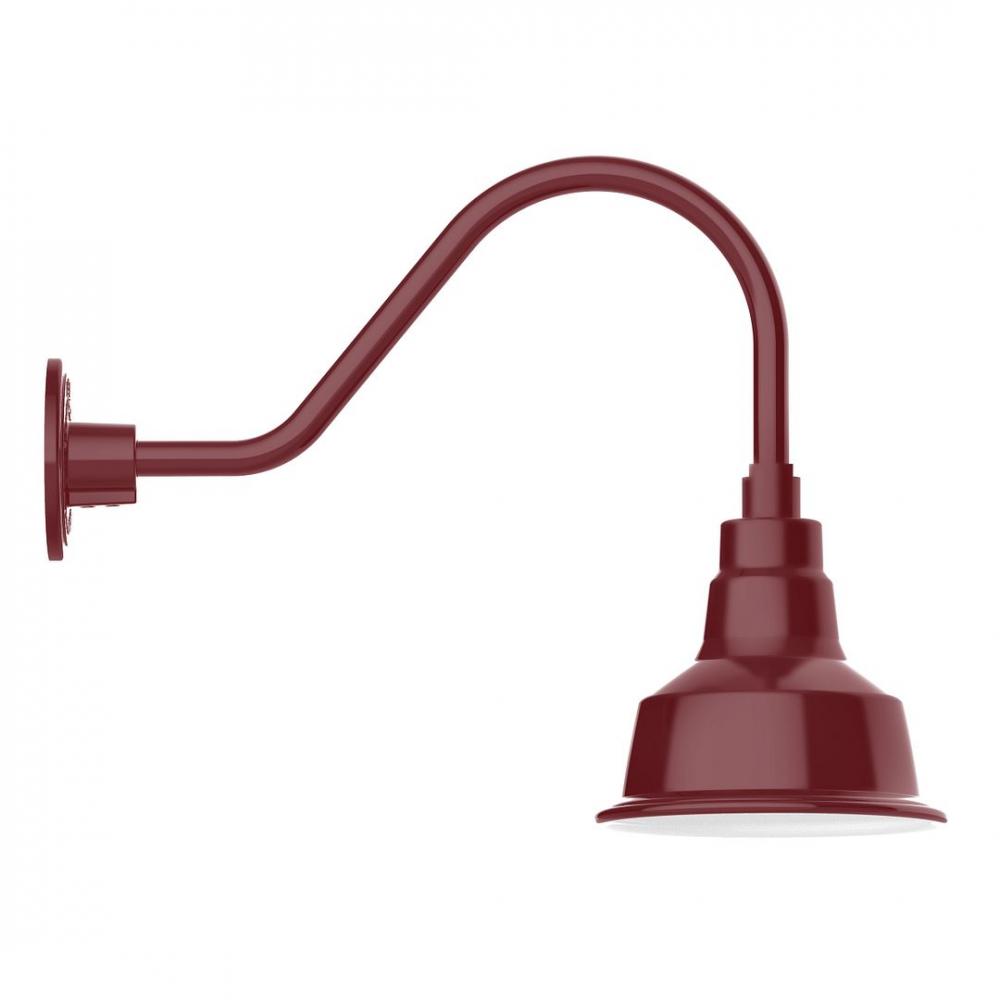 8" Warehouse shade, LED Gooseneck Wall mount, Barn Red
