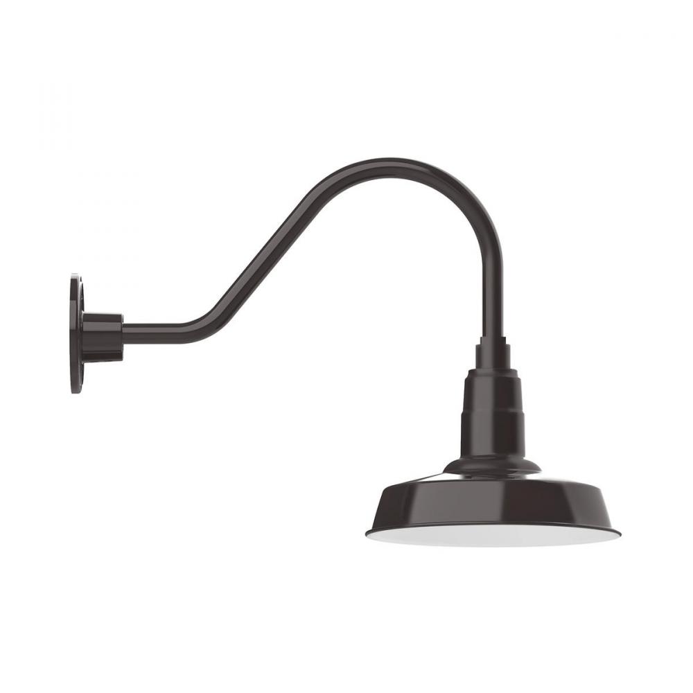 10" Warehouse shade, gooseneck wall mount, Architectural Bronze