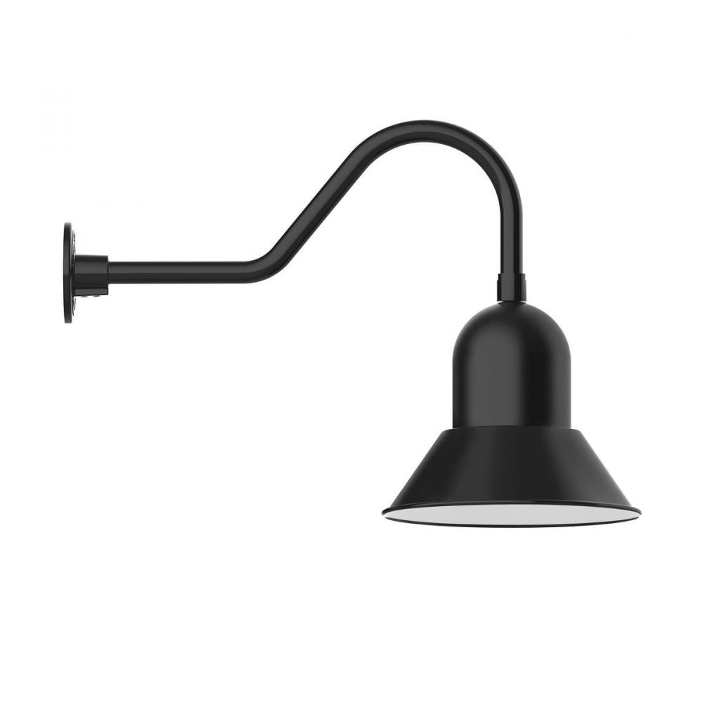 12" Prima shade, gooseneck wall mount, Black