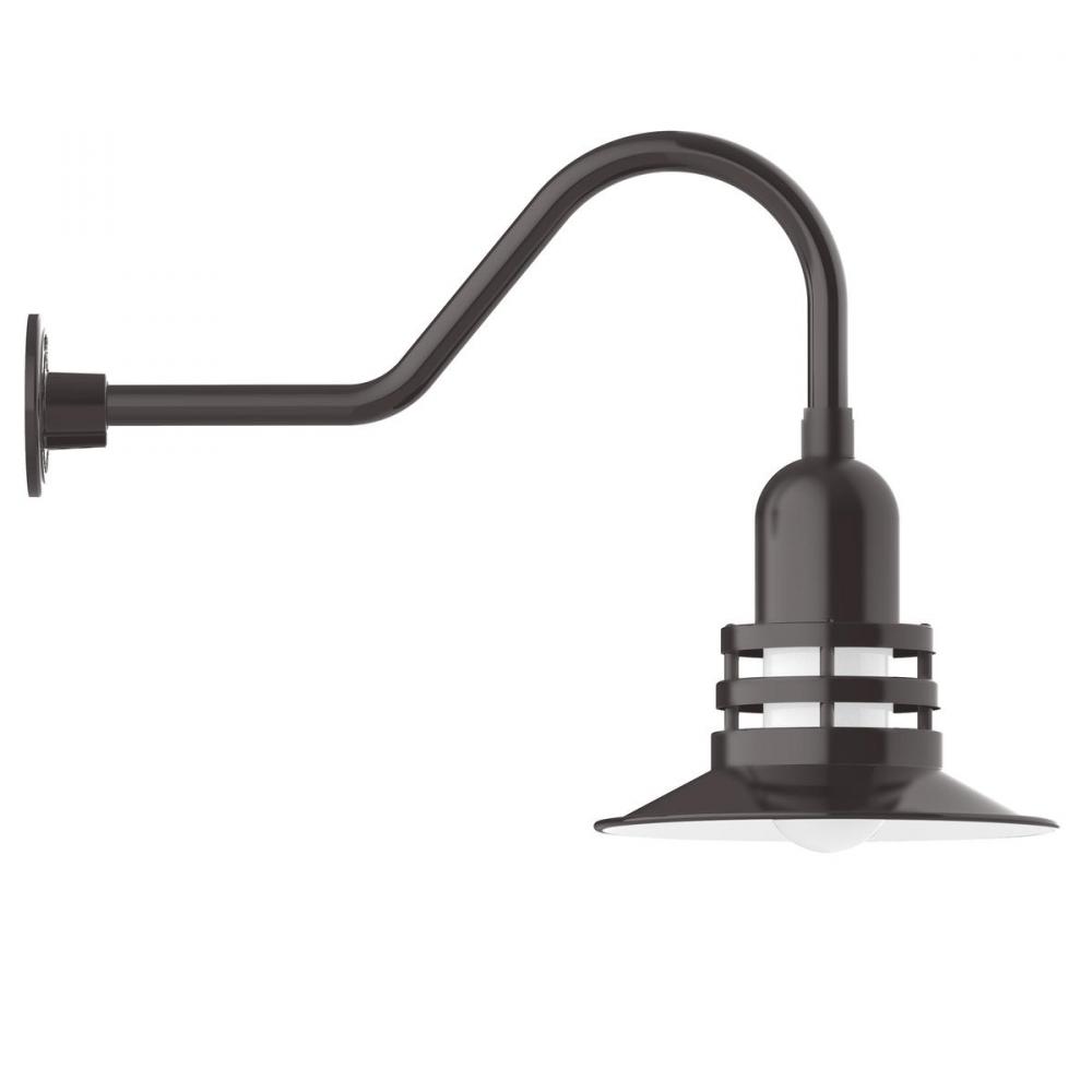 12" Atomic shade, gooseneck wall mount, Architectural Bronze