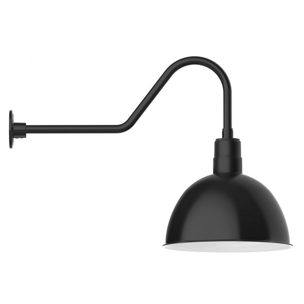 16" Deep Bowl shade, gooseneck wall mount, Black