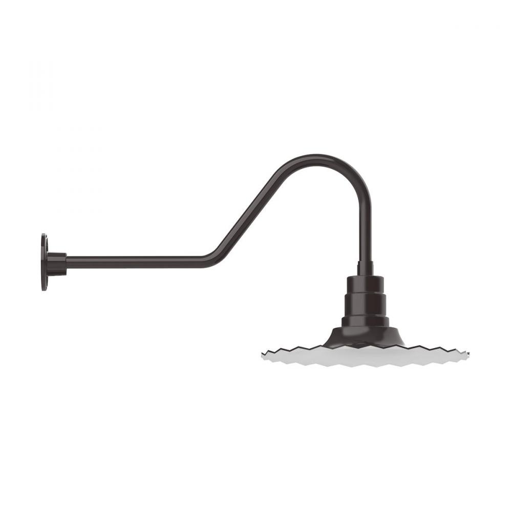 16" Radial shade, gooseneck wall mount, Architectural Bronze