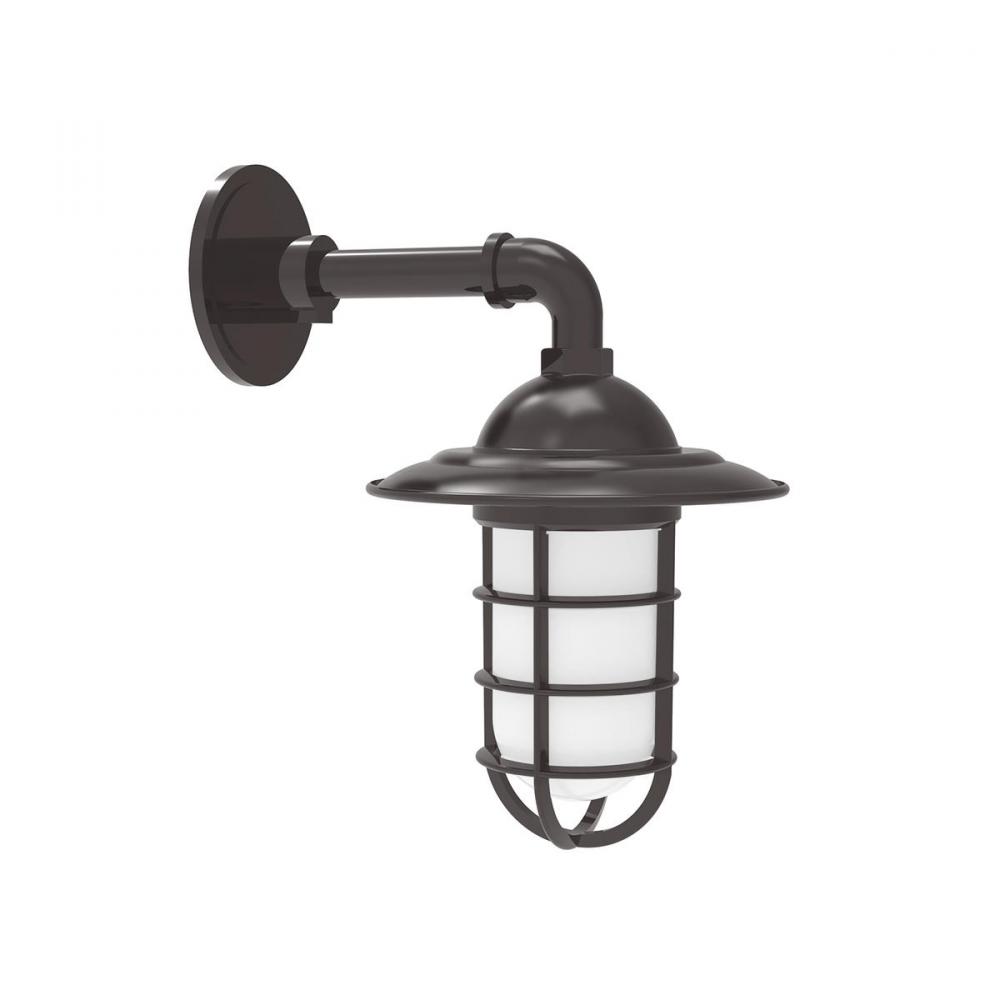 Vaportite, Style A shade, single wall mount with clear glass and cast guard, Architectural Bronze
