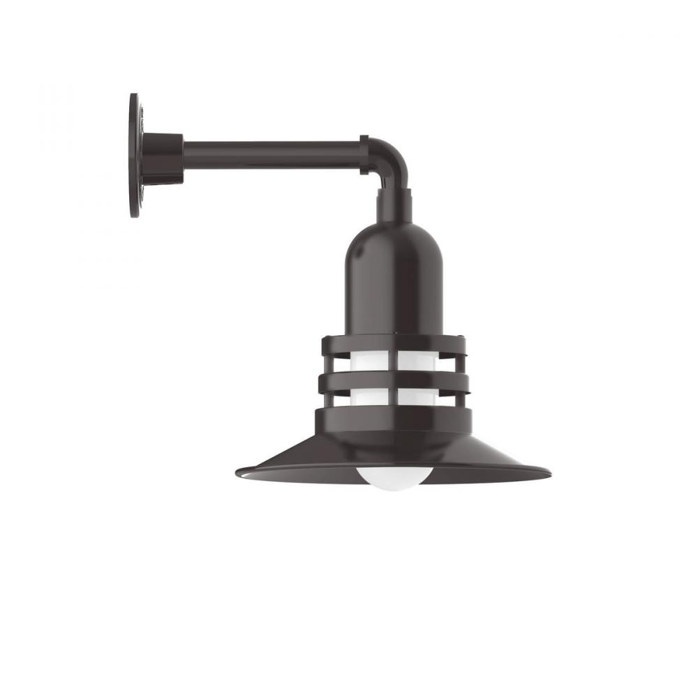 12" Atomic shade, Straight Arm wall mount, Architectural Bronze