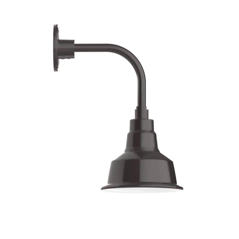 8" Warehouse shade, Curved Arm wall mount, Architectural Bronze