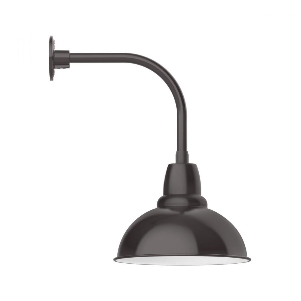14" Cafe shade, Curved Arm wall mount, Architectural Bronze