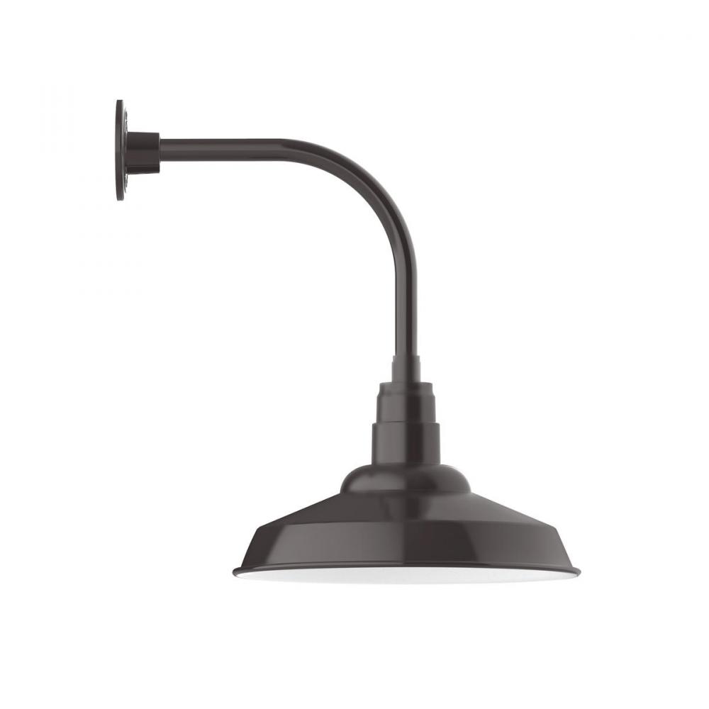 16" Warehouse shade, Curved Arm wall mount, Architectural Bronze