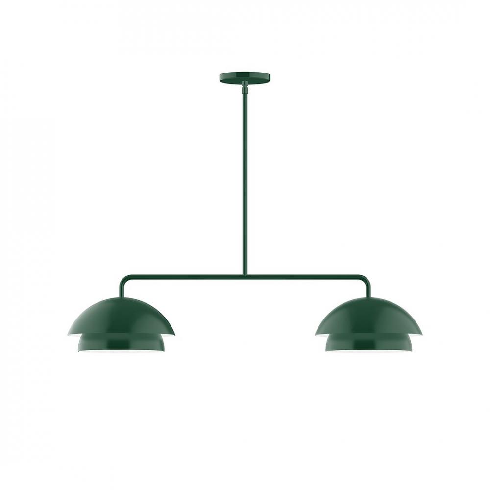 2-Light Axis LED Linear Pendant, Forest Green