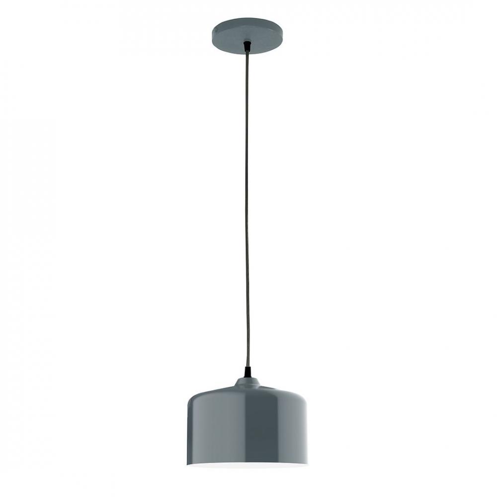 8.5" J-Series shade, polished copper fabric cord with canopy, Slate Gray