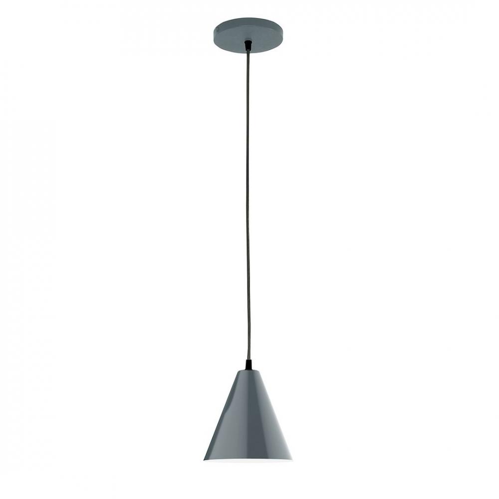 8" J-Series shade, white cord with canopy, Slate Gray