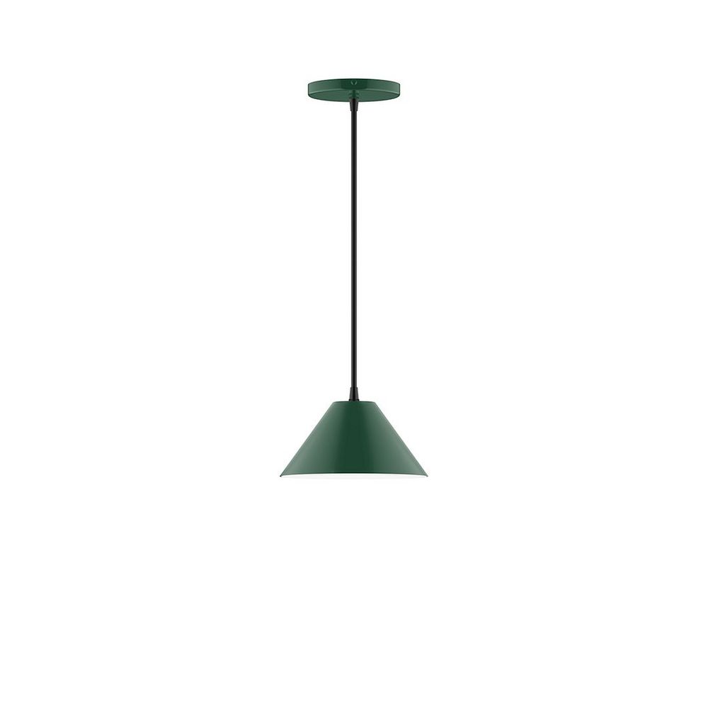 8" Pinnacle LED Pendant, gray fabric cord with canopy, Forest Green