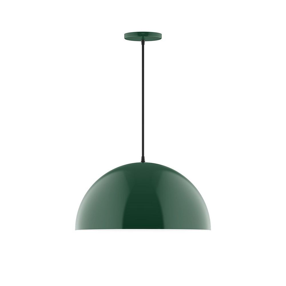 18" Arcade LED Pendant, white fabric cord with canopy, Forest Green
