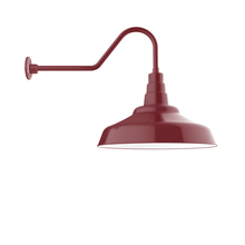 Montclair Light Works GNC187-55-W24 - 24" Warehouse shade, gooseneck wall mount with wire grill, Barn Red