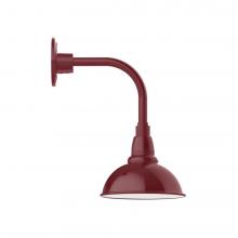 Montclair Light Works GNT105-55-B03-L10 - 8" Cafe shade, LED Curved Arm Wall mount, decorative canopy cover, Barn Red