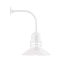Montclair Light Works GNU150-44-B01 - 16" Atomic shade, Curved Arm wall mount, decorative canopy cover, White