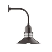 Montclair Light Works GNU150-51-B01 - 16" Atomic shade, Curved Arm wall mount, decorative canopy cover, Architectural Bronze
