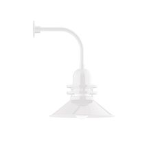 Montclair Light Works GNU151-44-B01 - 18" Atomic shade, Curved Arm wall mount, decorative canopy cover, White