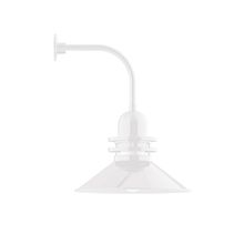 Montclair Light Works GNU152-44-B01 - 20" Atomic shade, Curved Arm wall mount, decorative canopy cover, White