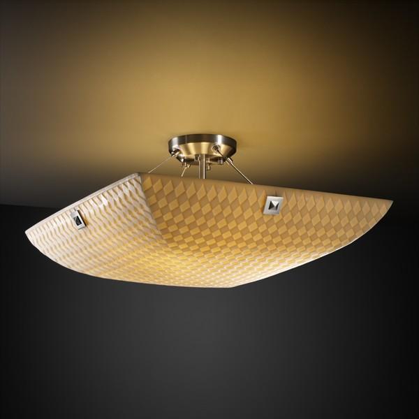 18" Semi-Flush Bowl w/ PAIR CYLINDRICAL FINIALS