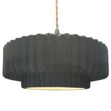 Justice Design Group CER-6555-GRY-NCKL-BEIG-TWST-LED1-700 - Large Tier Pleated LED Pendant