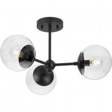 Progress P350235-31M - Atwell Collection Three-Light Matte Black Mid-Century Modern Semi-Flush Mount