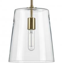 Progress P500241-012 - Clarion Collection One-Light Satin Brass Clear Glass Transitional Pendant